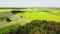 Aerial fly over scenic agricultural farming fields