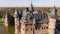 Aerial Flyby view of De Haar castle, Netherlands