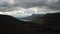 Aerial Flying Through Dramatic Scottish Landscape At Sunset