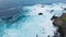 Aerial Flying Over Blue Ocean Waves, Pacific Coast, Rocky Reefs, Hawaii, Oahu, Maui, Beautiful Landscape, Kauai