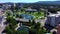 Aerial flying over Huntsville, Alabama, Downtown, Big Spring International Park, Drone View