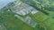 AERIAL: Flying over a large freshwater shrimp farm on a quiet tropical island.