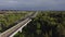 Aerial flyover of a Sydney Metro train on the skyrail