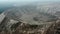 Aerial flyover of the Volcano Caldera Blanca Lanzarote, Canary Islands.