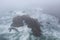 Aerial of Foggy Sea Stacks in Northern California