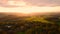 Aerial footage autumn sunset - English countryside Yorkshire Sculpture park, UK