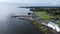Aerial footage Battery Harbour Moortown Newport Trench Lough Neagh Northern Ireland