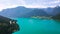 Aerial footage of the beautiful Achen Lake in Tyrol, Austria