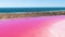 Aerial, Footage of Bright Pink Saltwater Lake. Western Australia Tourism, Travel