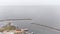Aerial footage of Brondby Havn harbour in Copenhagen on a cloudy day 1080p 2