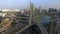 Aerial footage of the cable bridge in Sao Paulo Brazil.