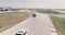 Aerial Footage Of Car Racing Track With Corners Championship Driving Cinematic Look Asphalt Burned Tires  Cloudy Day High Speed Co