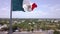 Aerial footage with drone of the flag ok mexico, cinematic crane shot