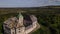 Aerial footage drone flies forward very close above the surviving medieval fort Zolochiv Castle in Ukraine