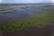 Aerial footage of flooded floodplain in Lonjsko polje