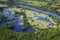 Aerial footage of flooded floodplain in Lonjsko polje