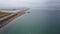 Aerial footage flying on a cloudy cold day in Bournemouth on the South Cliff