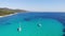 Aerial footage of flying over sail boats in spectacular adriatic bay.