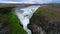 Aerial footage of Gullfoss waterfall