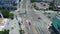 aerial footage of the intersection at Olympic Blvd and Figueroa street with cars and trucks driving on the street