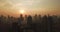 Aerial footage of Jakarta cityscape on sunrise