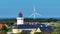 Aerial footage of lighthouse, North Jutland, Denmark, Europe