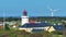 Aerial footage of lighthouse, North Jutland, Denmark, Europe