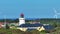 Aerial footage of lighthouse, North Jutland, Denmark, Europe