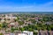 Aerial footage of the Lincoln Cathedral, Lincoln Minster in the UK city centre of Lincoln East Midlands on a bright sunny summers