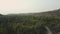 Aerial footage of a long palm tree forest under the clear sky in Madhya Pradesh, India