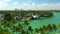 Aerial footage luxury waterfront island mansions Miami Beach