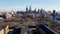 Aerial footage of the modern cityscape of Philadelphia in Pennsylvania with high skyscrapers