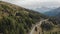Aerial footage of mountain road in the high mountains