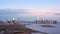 Aerial footage of New York City and Jersey City skylines