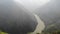 Aerial footage of Nho Que River view from Ma Pi Leng Pass, one of the most beautiful are mountain and river in Ha Giang