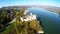 Aerial footage of Niedzica Castle at Czorsztyn Lake