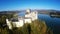 Aerial footage of Niedzica Castle at Czorsztyn Lake in Poland