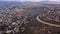 Aerial footage over Israel Jewsih Settlement and Arab Palestinian Village