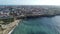 Aerial footage over Peniche seaside town
