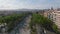 Aerial footage of Passeig de Lluis Companys. Town park with ancient landmark Arc de Triomf. Barcelona, Spain