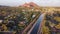 Aerial footage of Phoenix, Arizona with Camelback Mountain