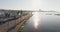 Aerial footage of sea embankment in Paphos, Cyprus, with urban cityscape