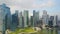 Aerial footage of Singapore skyscrapers with City Skyline