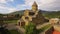 Aerial footage of Svetitskhoveli Cathedral, north of Tbilisi, tourism in Georgia