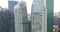 Aerial footage of tall buildings in Singapore`s financial center