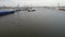 Aerial Footage of Tugboat Pulling Barge on Delaware River