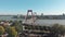 Aerial footage of the Willemsbrug Bridge spanning across a water channel in Rotterdam, Netherlands.