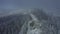 Aerial footage winter with Detunatele massif from Apuseni mountains, .