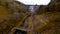 Aerial Fpv view of Grwyne Fawr Reservoir during winter months based in south wales black moutains