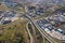 Aerial of freeway intersection in South Africa